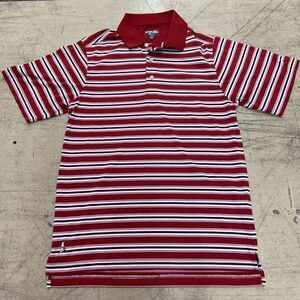 Ping Performance Polo Shirt Mens S Striped Red Black White Collared‎